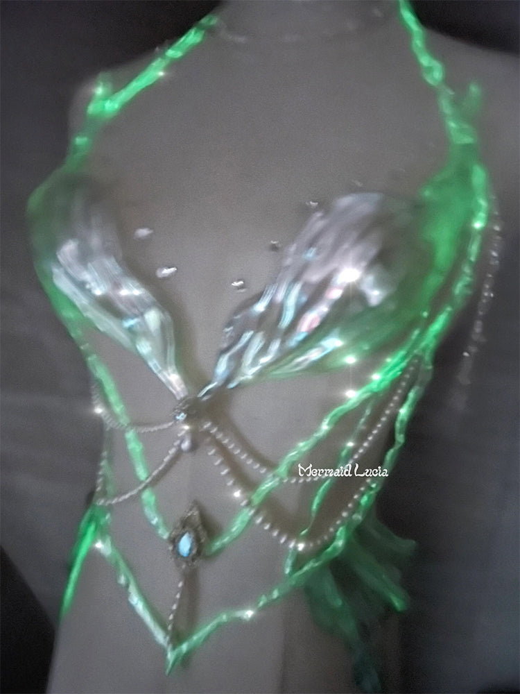 Mermaid Shell Bra Top Costume Green