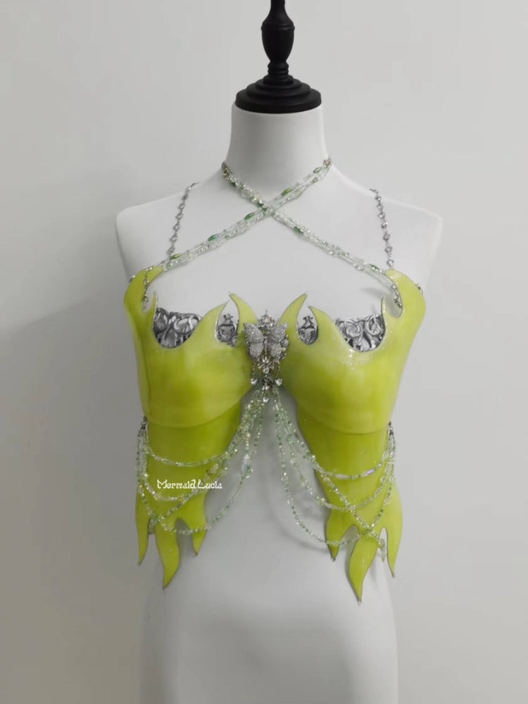 Mermaid Shell Bra Top Costume Green
