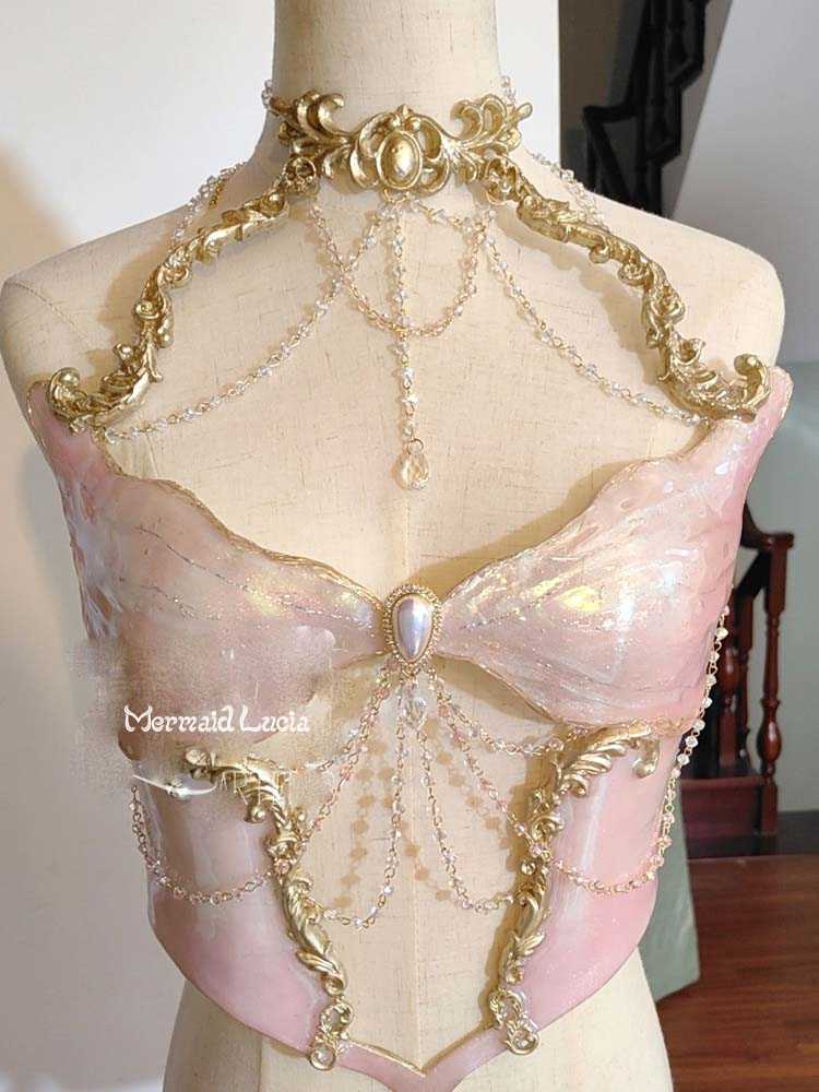 Cherry Blossom Love Resin Mermaid Corset Bra Top Cosplay Costume Patent-Protected