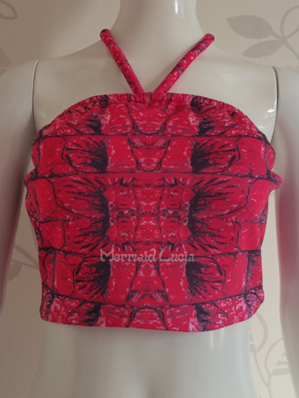 Crocodile print fabric fishtail red tide illusion suit
