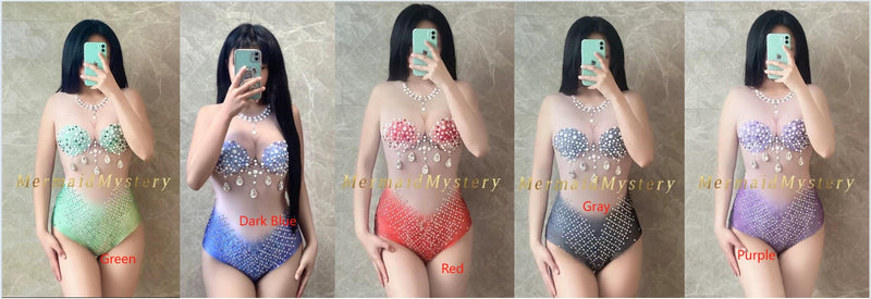 Mermaid Mystery Pearl Rhinestone Bodysuit