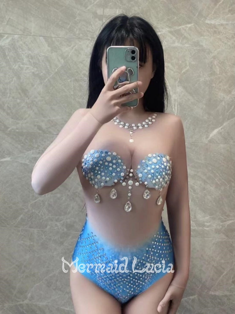 Mermaid Mystery Pearl Rhinestone Bodysuit