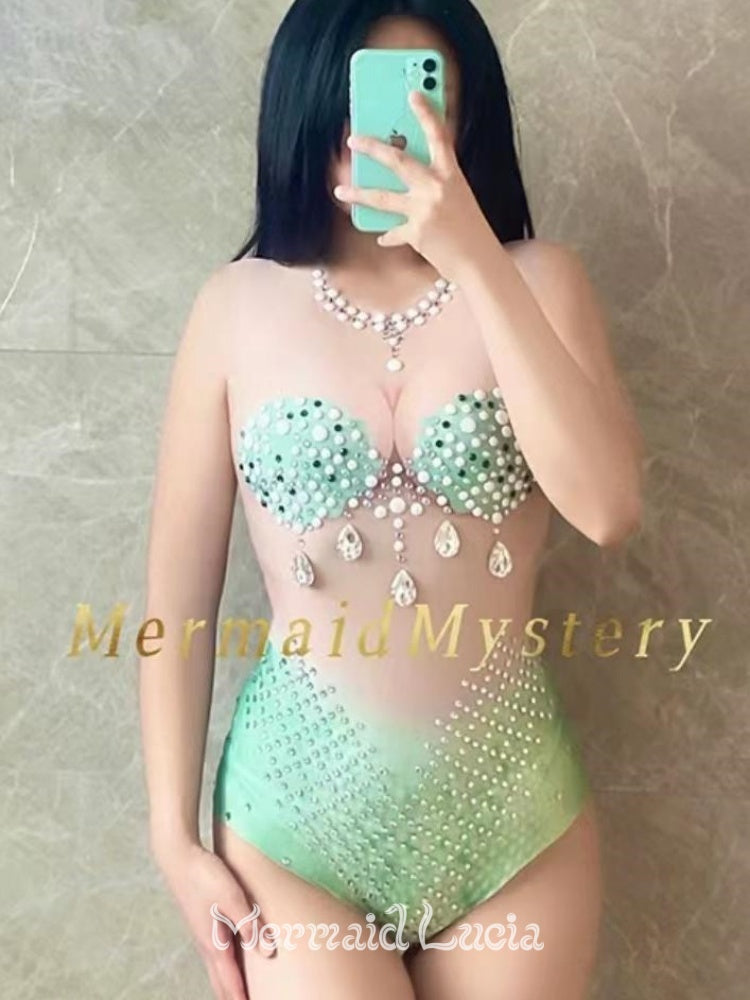 Mermaid Mystery Pearl Rhinestone Bodysuit