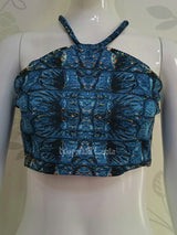 Crocodile print fishtail dark blue illusion suit