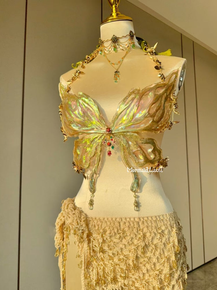 Gilded Butterfly Fairy Resin Corset Bra Top Cosplay Costume Patent-Protected