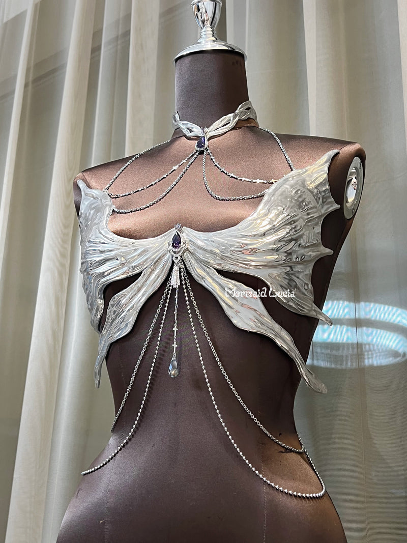 Danseuse Whole-body Pearl Bow Diamond Chain Mermaid Corset Bra Top Cosplay  Costume Patent-Protected
