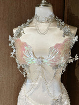 Iridescent Ocean Bloom Resin Porcelain Mermaid Corset Bra Top Cosplay Costume Patent-Protected