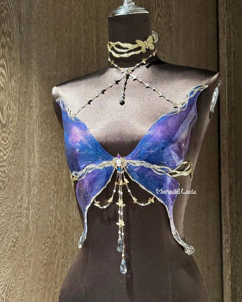 Pipevine Swallowtail Butterfly Resin Porcelain Mermaid Corset Bra Top