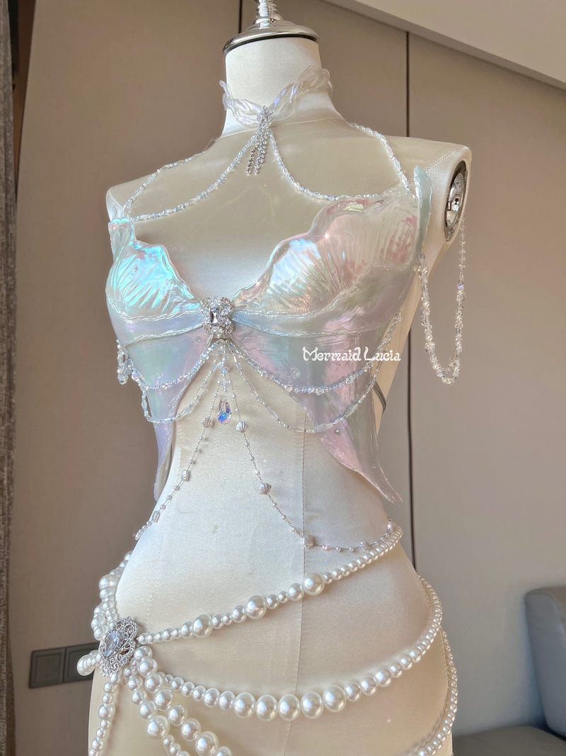 Pearlescent Jellyfish Resin Mermaid Corset Bra Top Cosplay Costume Pat