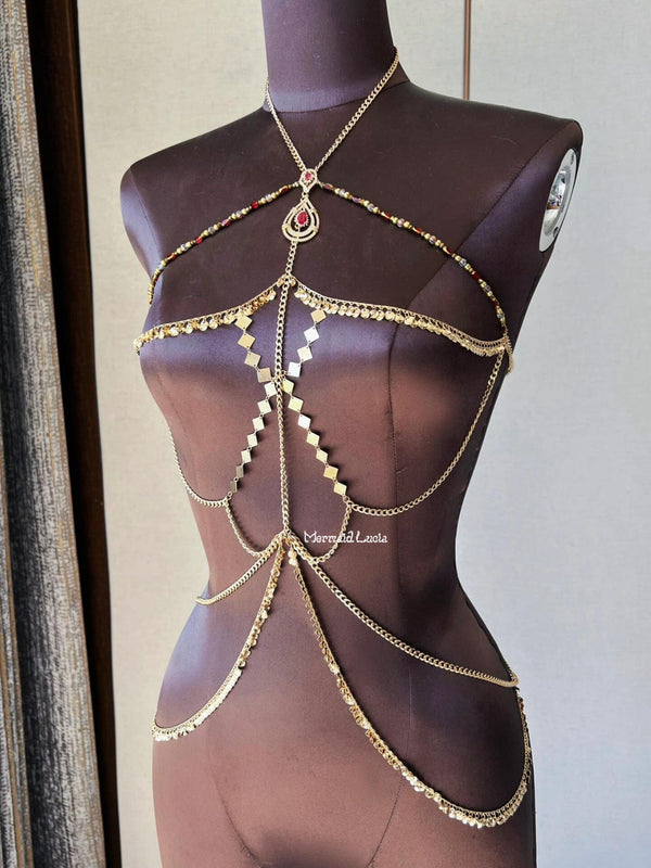 Golden Serpent Harness Bodychain Cosplay Costume Patent-Protected