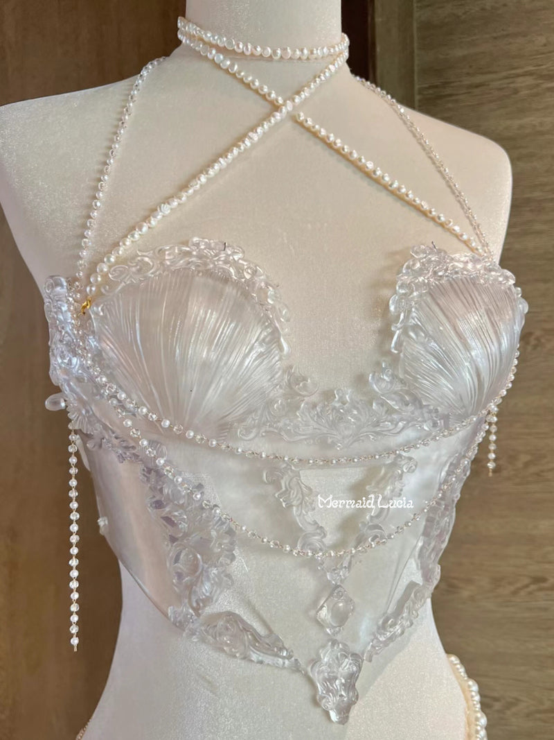Baroque Pearl Luster Resin Mermaid Corset Bra Top Cosplay Costume  Patent-Protected
