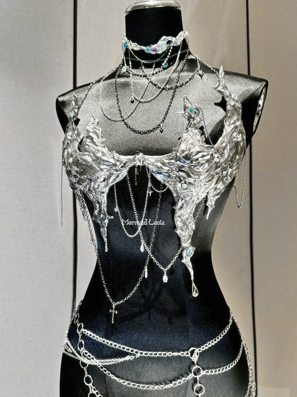 Mystic Ice Queen Resin Porcelain Mermaid Corset Bra Top Cosplay Costume Patent-Protected