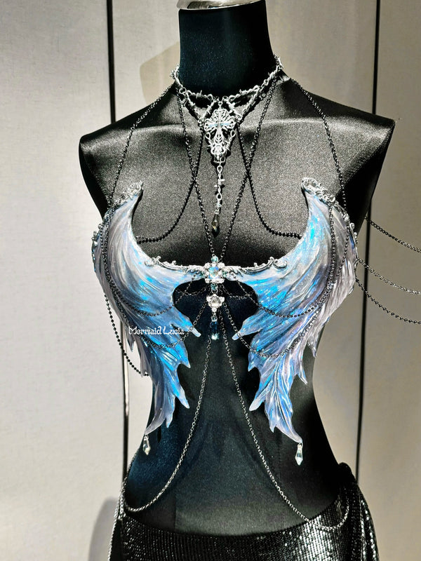 Metallic Color Angel Wings Resin Porcelain Mermaid Corset Bra Top Cosplay Costume Patent-Protected