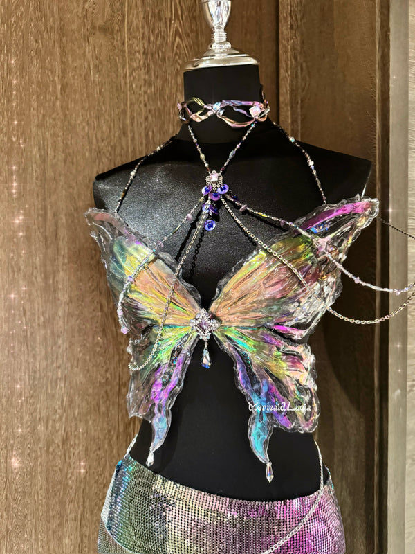 Metallic Color Butterfly Ballet Dream Resin Mermaid Corset Bra Top Cosplay Costume Patent-Protected