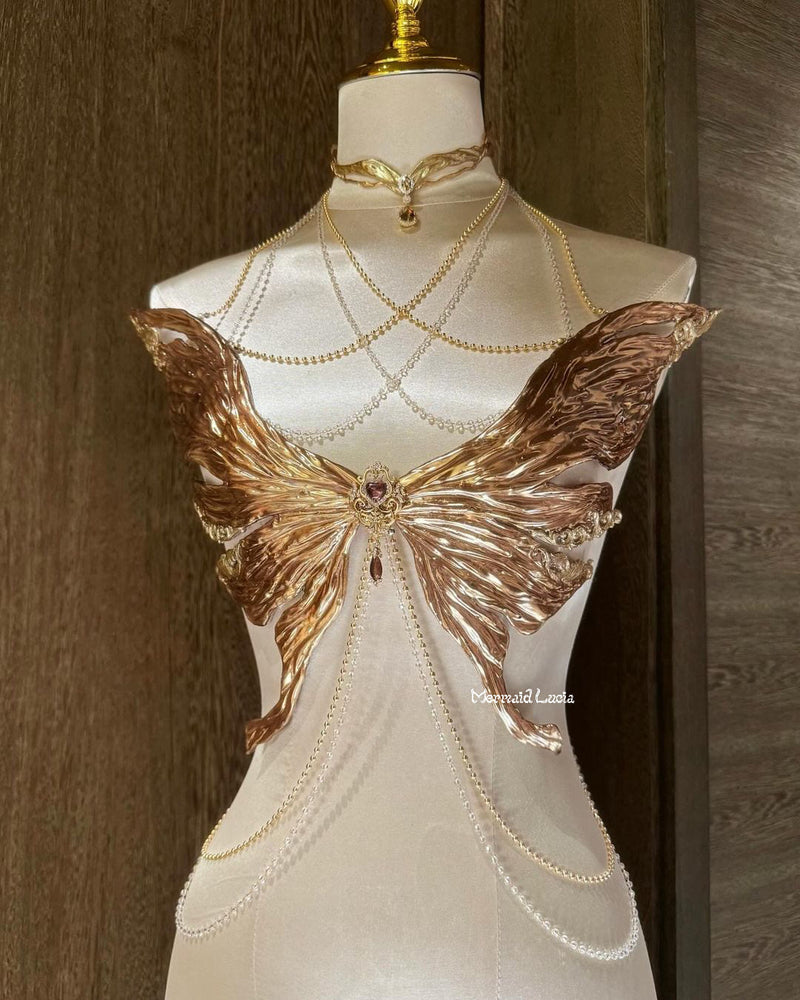 Butterfly Majesty Resin Mermaid Corset Bra Top Cosplay Costume Patent