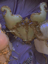 Light Pink Butterfly Opal Bones Resin Mermaid Corset Bra Top Cosplay Costume Patent-Protected