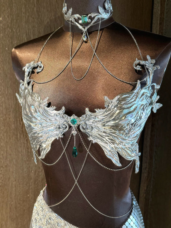 Silver Tides Grace Resin Porcelain Mermaid Corset Bra Top Cosplay Costume Patent-Protected