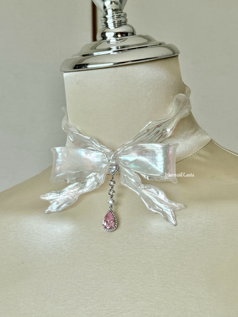 Celestial Bow Ribbon Necklace Resin Patent-Protected