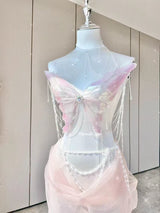 Pink Celestial Wings Resin Mermaid Corset Bra Top Cosplay Costume Patent-Protected