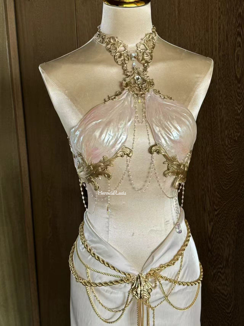 Regal Empress Resin Porcelain Mermaid Corset Bra Top Cosplay Costume Patent-Protected