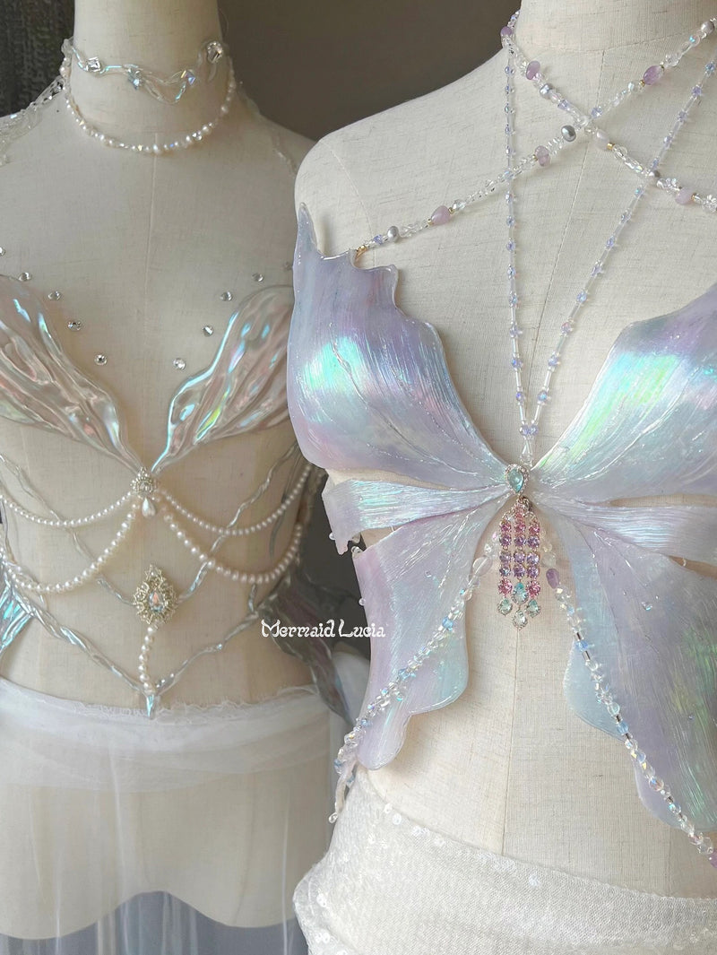 Pearl Glossy Resin Mermaid Corset Bra Top Cosplay Costume Patent-Prote