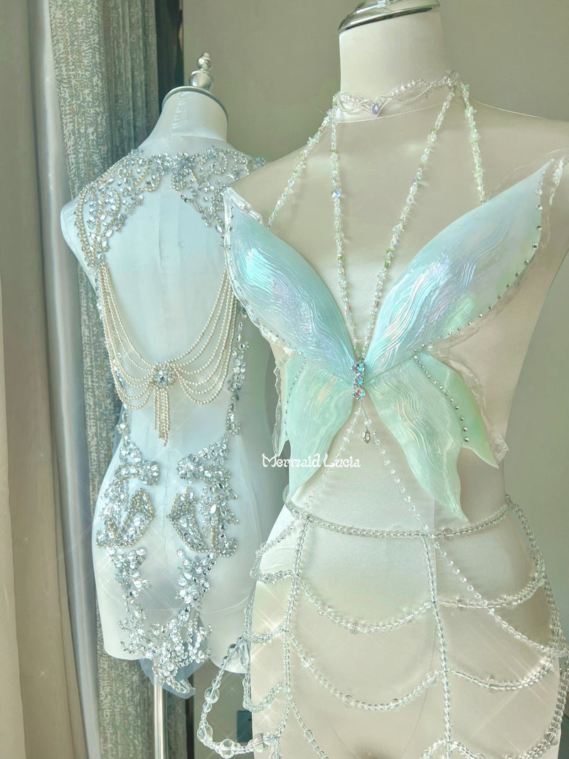 Waterlily Butterfly Resin Mermaid Corset Bra Top Cosplay Costume  Patent-protected 
