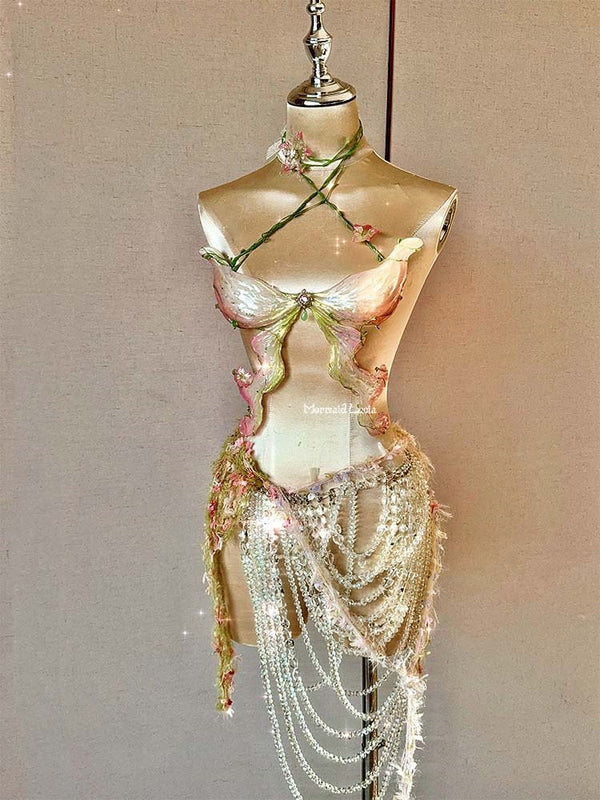 Nature Sprite Blossom Fairy Resin Mermaid Corset Bra Top Cosplay Costume Patent-Protected