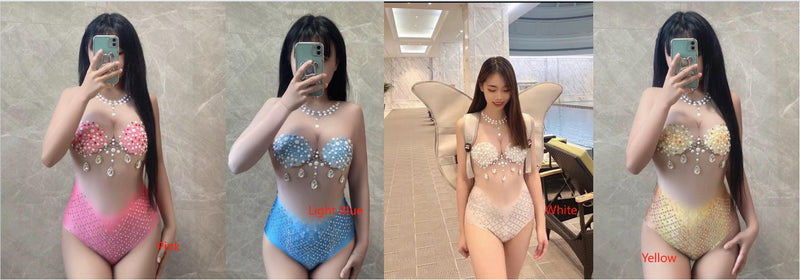 Mermaid Mystery Pearl Rhinestone Bodysuit