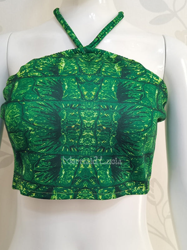 Crocodile print fabric fishtail green fantasy pattern suit