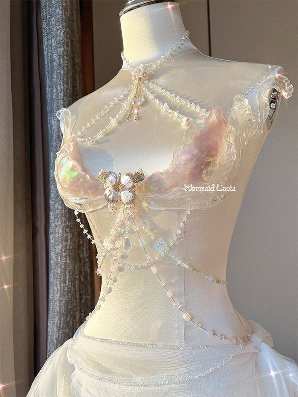 Dream Color Pearl Angel Resin Mermaid Corset Bra Top Cosplay Costume  Patent-Protected