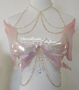 Pink Shimmering Angel Wings Resin Mermaid Corset Bra Top Cosplay Costume Patent-Protected