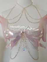 Pink Shimmering Angel Wings Resin Mermaid Corset Bra Top Cosplay Costume Patent-Protected