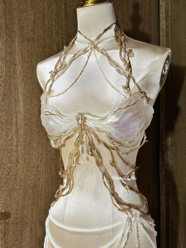 Dream Color Pearl Angel Resin Mermaid Corset Bra Top Cosplay Costume  Patent-Protected