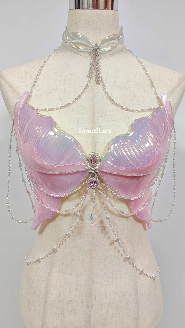 Light pink pearlescent jellyfish resin top costume patent-protected