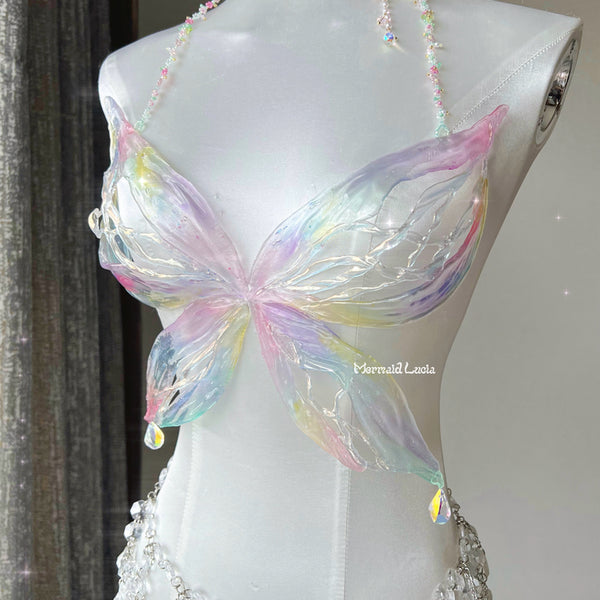 Rainbow Marine Bloom Resin Porcelain Mermaid Corset Bra Top Cosplay Costume  Patent-Protected