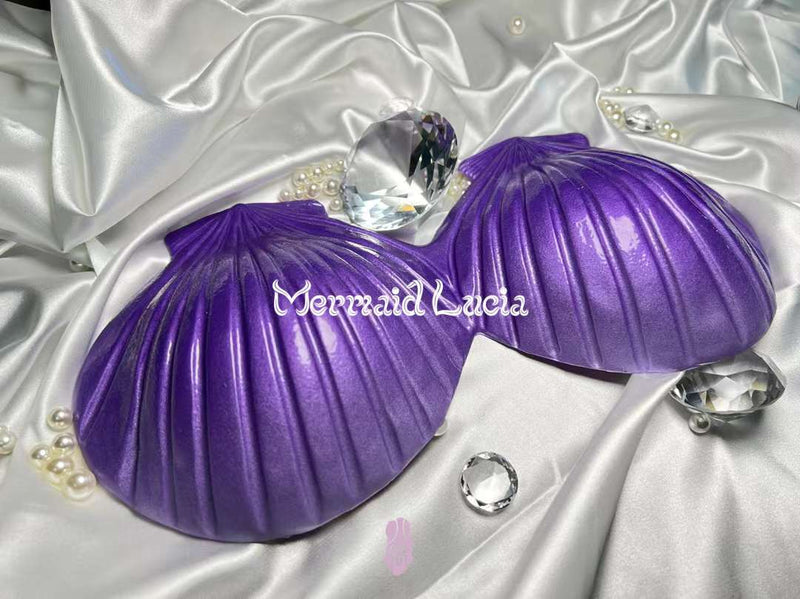 BB1 METALLIC purple pearls shell bra MERMAID Ariel, ABC Cup, DEF