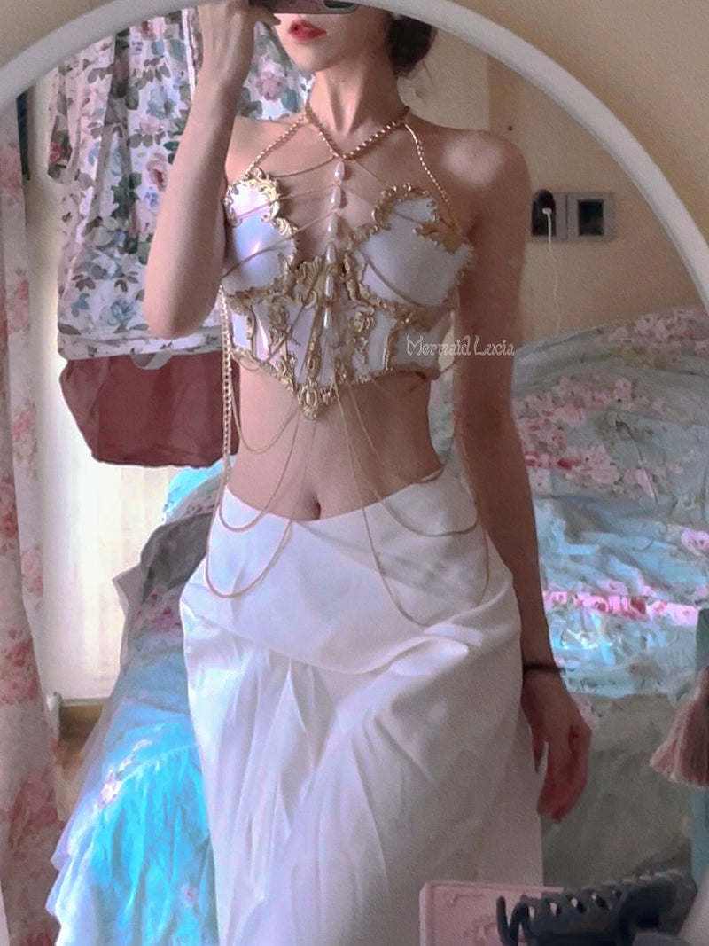Luminous Seashell Siren Angel Resin Mermaid Corset Bra Top Cosplay Costume  Patent-Protected