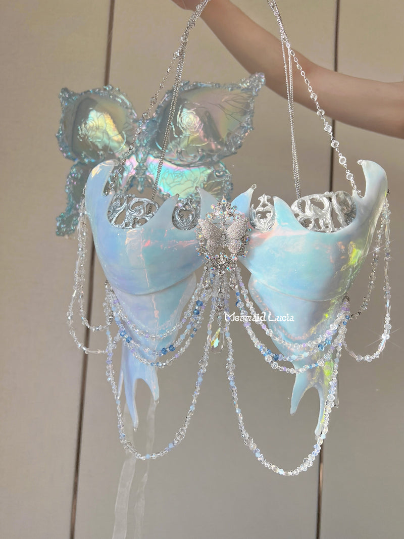 Midsummer Night Illusion Butterfly Resin Mermaid Corset Bra Top Cosplay  Costume